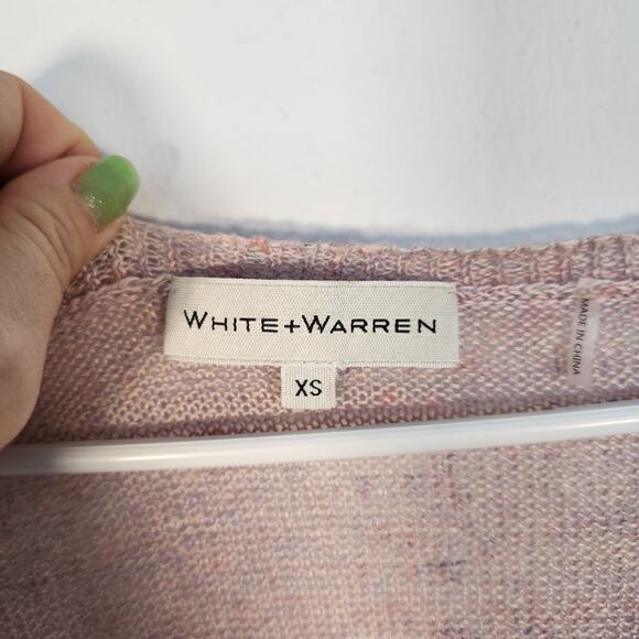 White + Warren Linen Lightweight V Neck Multicolor Pink Sweater XS Cozycore - Picture 3 of 7
